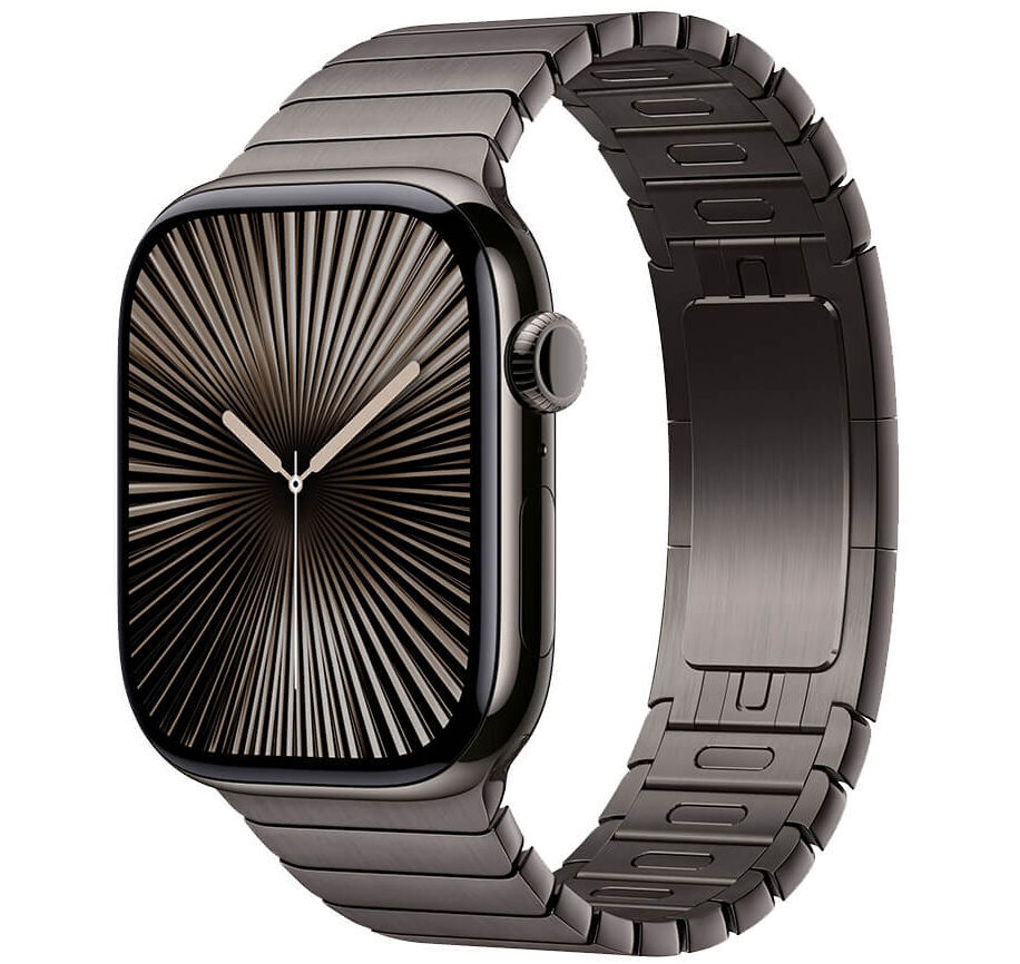 Apple Watch Series 10, 46 мм, корпус из титана цвета Пустынный титан, ремешок Стальной, цвет серый (natural titanium)