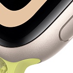 Apple Watch SE 3, 44 мм, корпус из алюминия цвета Полуночный черный, ремешок спортивный, цвет туманно-голубой, S/M