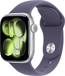 Apple Watch Series 11, 46 мм, корпус из алюминия цвета Серебро, ремешок спортивный, цвет фиолетовый туман, S/M