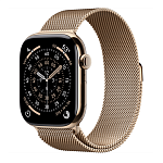 Apple Watch Series 11, 42 мм, корпус из титана цвета Золотой (Desert Titanium), ремешок Milanese, цвет золотой (desert titanium)
