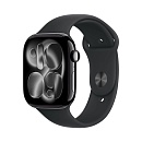 Apple Watch Series 11, 46 мм, корпус из алюминия цвета Чёрный оникс, ремешок спортивный, цвет черный, S/M