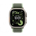 Apple Watch Ultra 3, 49 мм, корпус из титана цвета Серый (Natural Titanium), ремешок Trail, цвет зеленый, M/L