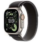 Apple Watch Ultra 3, 49 мм, корпус из титана цвета Серый (Natural Titanium), ремешок Trail, цвет черный, M/L