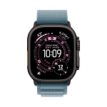 Apple Watch Ultra 3, 49 мм, корпус из титана цвета Чёрный (Black Titanium), ремешок Alpine, цвет светло синий, S