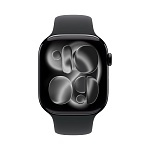 Apple Watch Series 11, 46 мм, корпус из алюминия цвета Чёрный оникс, ремешок спортивный, цвет черный, M/L
