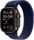 Apple Watch Ultra 2, 49 мм, корпус из титана цвета Чёрный (Black Titanium), ремешок Trail, цвет синий, M/L