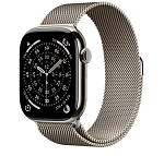 Apple Watch Series 11, 46 мм, корпус из титана цвета Натуральный титан, ремешок Milanese, цвет натуральный титан, S/M