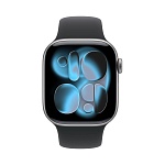 Apple Watch Series 11, 46 мм, корпус из алюминия цвета Серый космос, ремешок спортивный, цвет черный, S/M